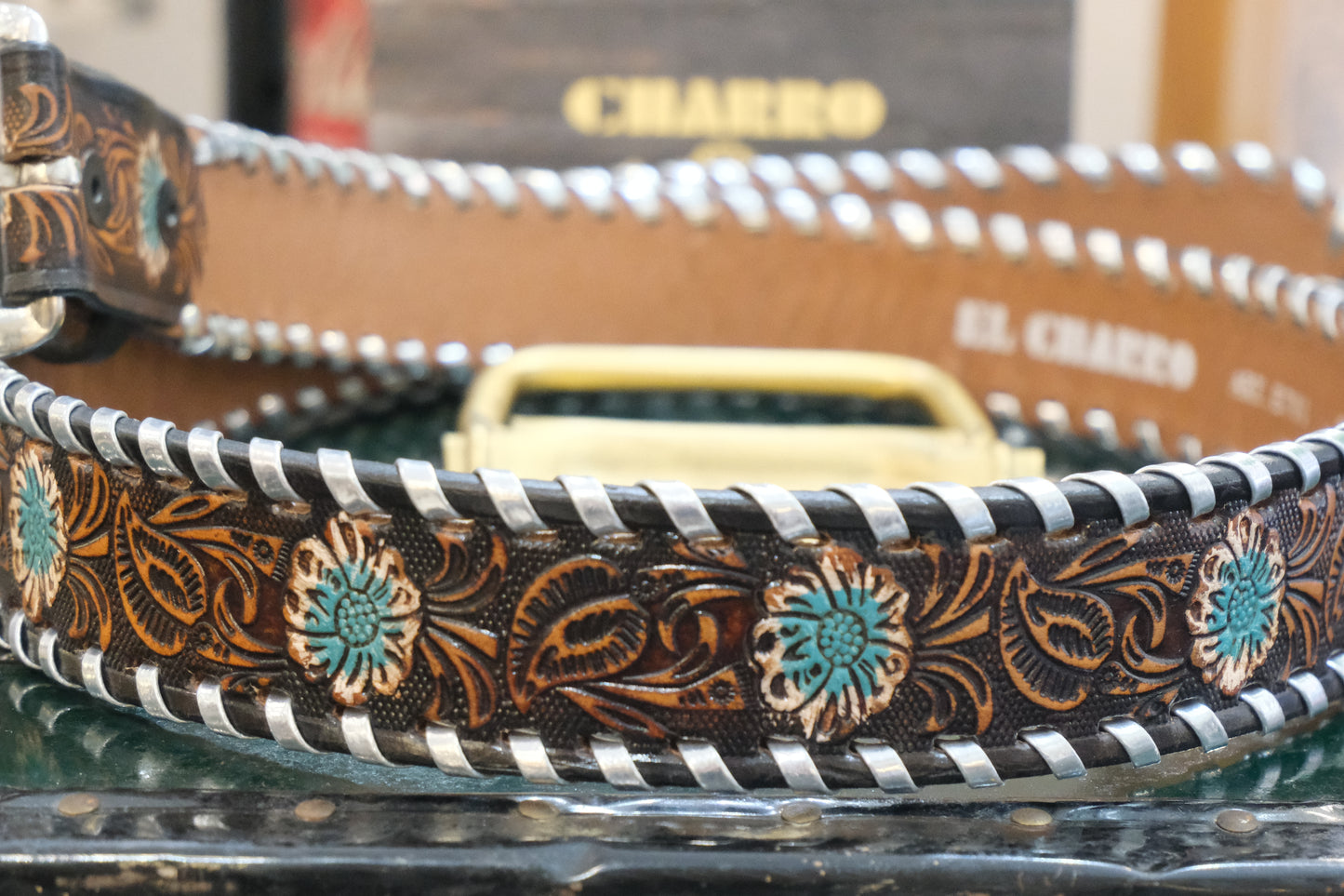 Cintura El Charro Heritage – Argento, Cuoio e Celeste