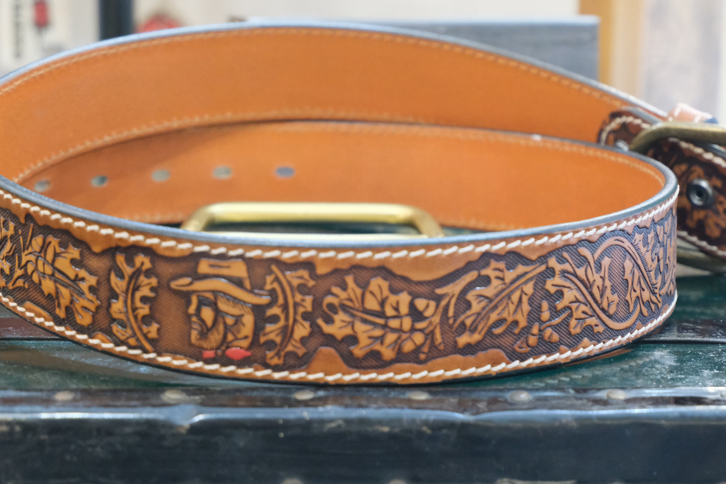 Cintura El Charro Texana – Cuoio con Fibbia Bronzo