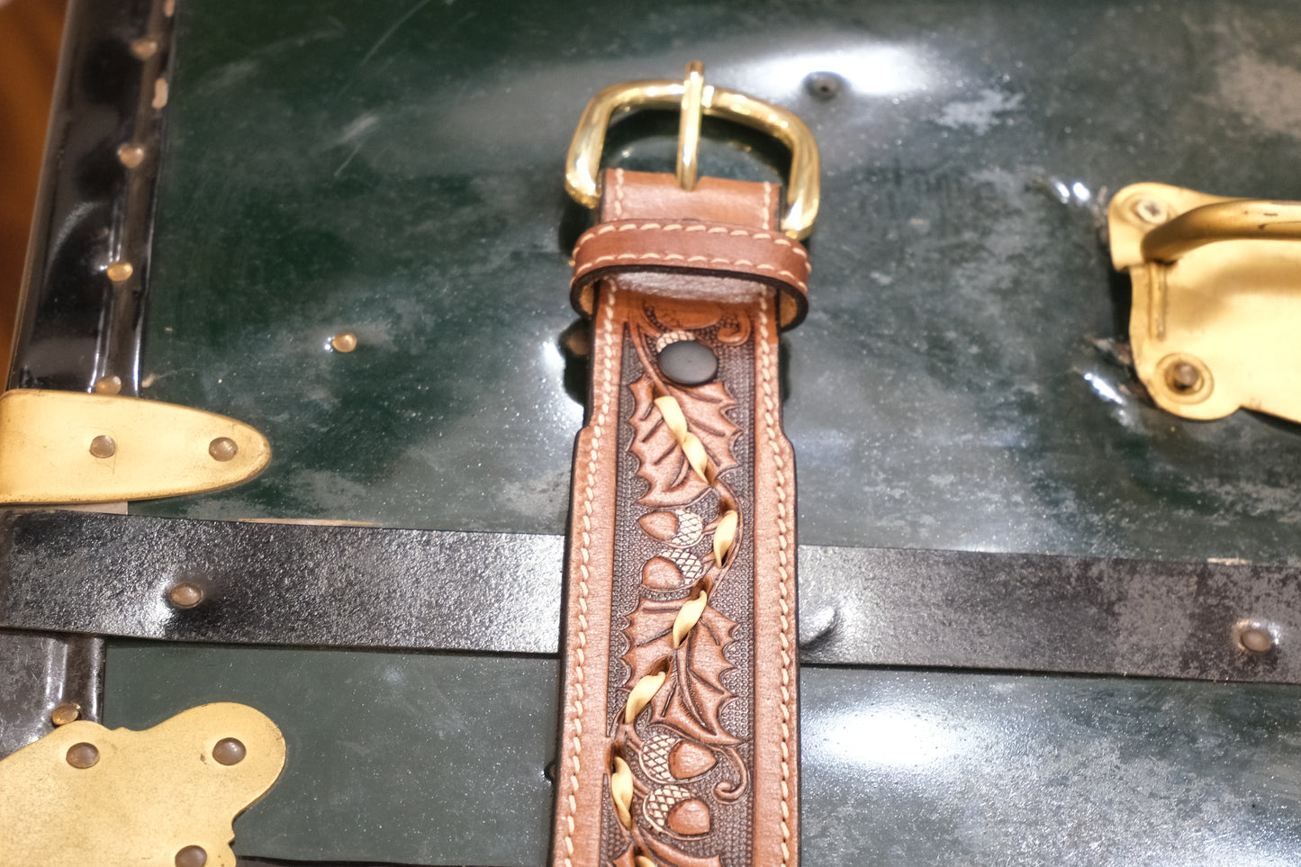 Cintura El Charro – Cuoio con Fibbia Bronzo e Rifiniture Burro