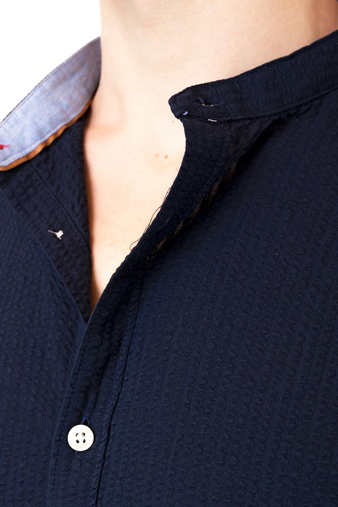 Camicia Coreana Blu Navy Seersucker IMPURE