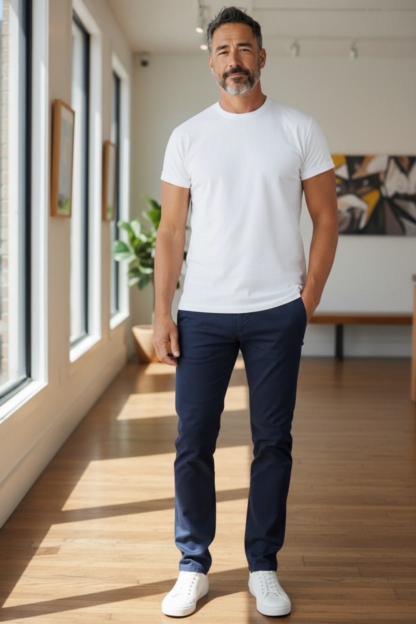 Pantalone Slim Cotone Elasticizzato Stone Washed
