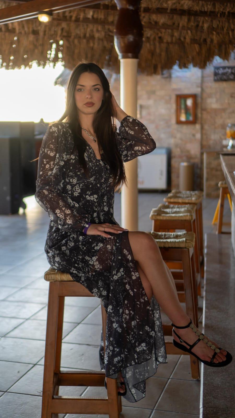 Vestito Fantasia Nera e Bianca con Laccio in Vita My-D