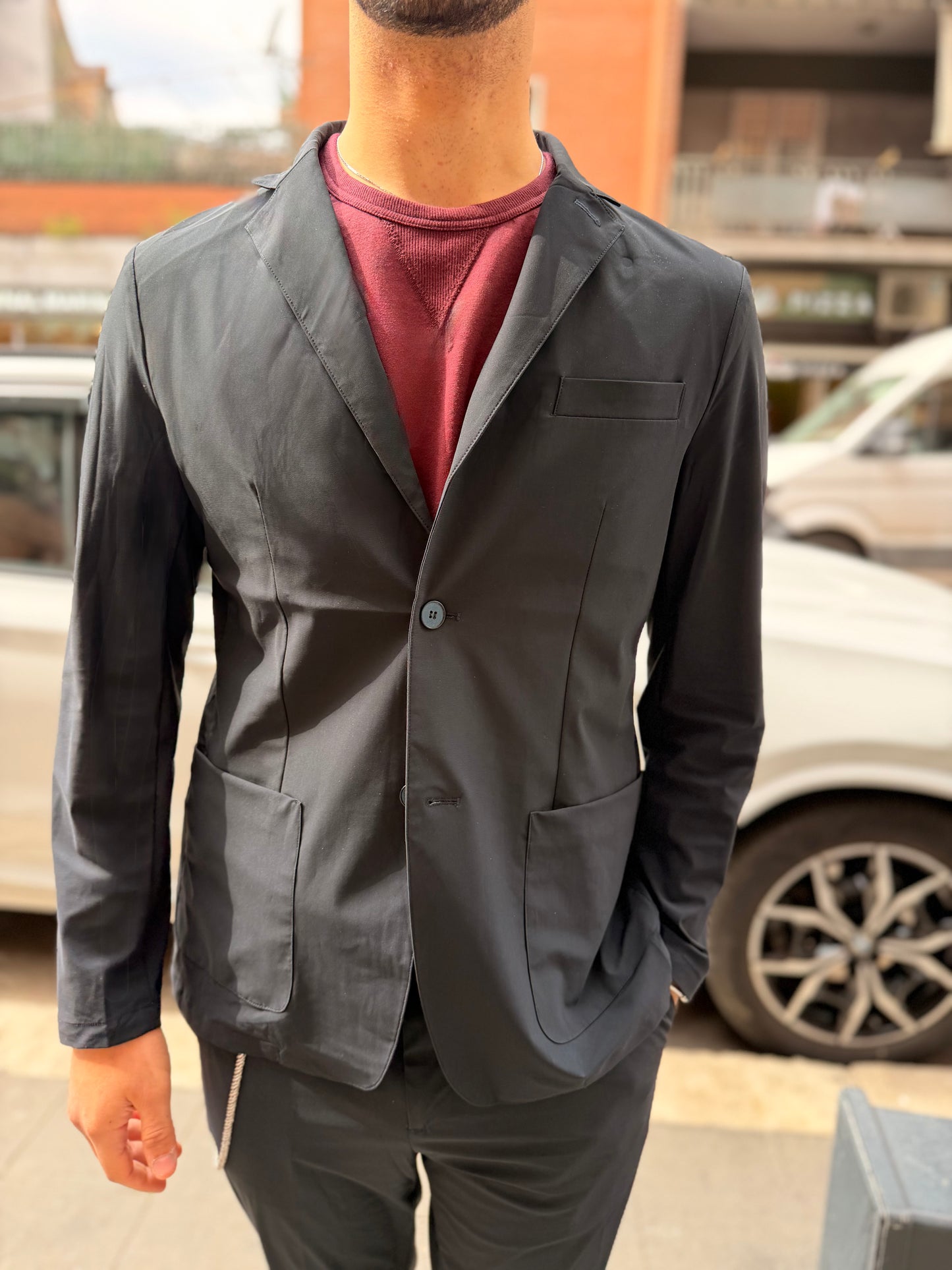 Giacca No Iron Traspirante Sfoderata Blue Navy SNG Archive