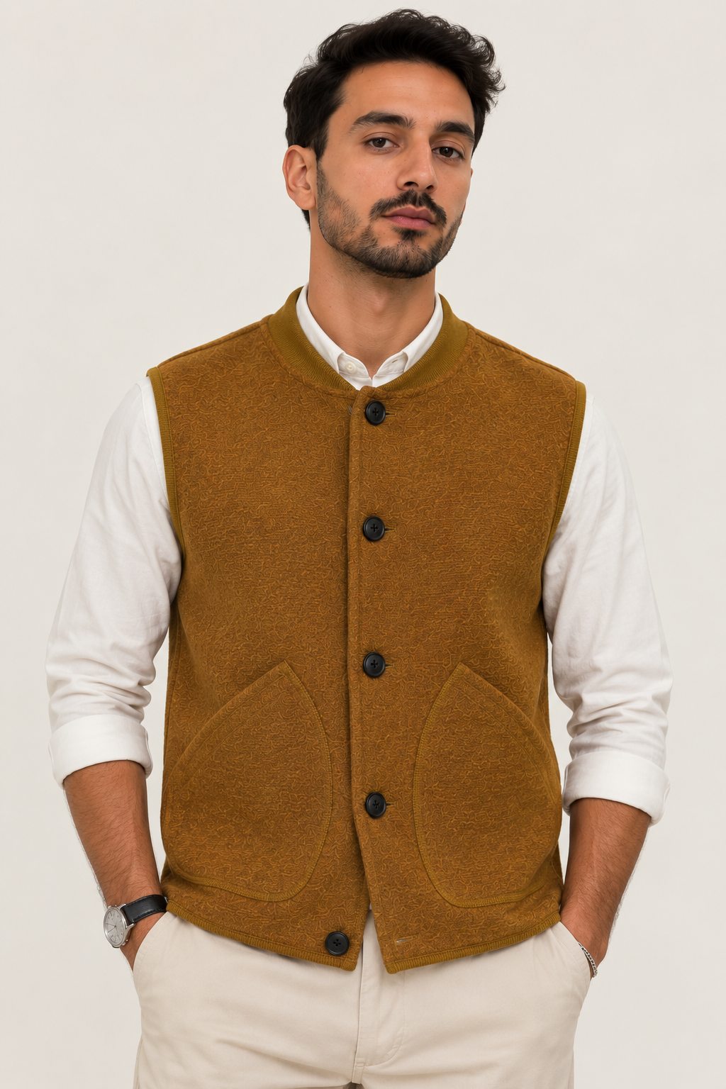 Gilet Impure tweed ocra