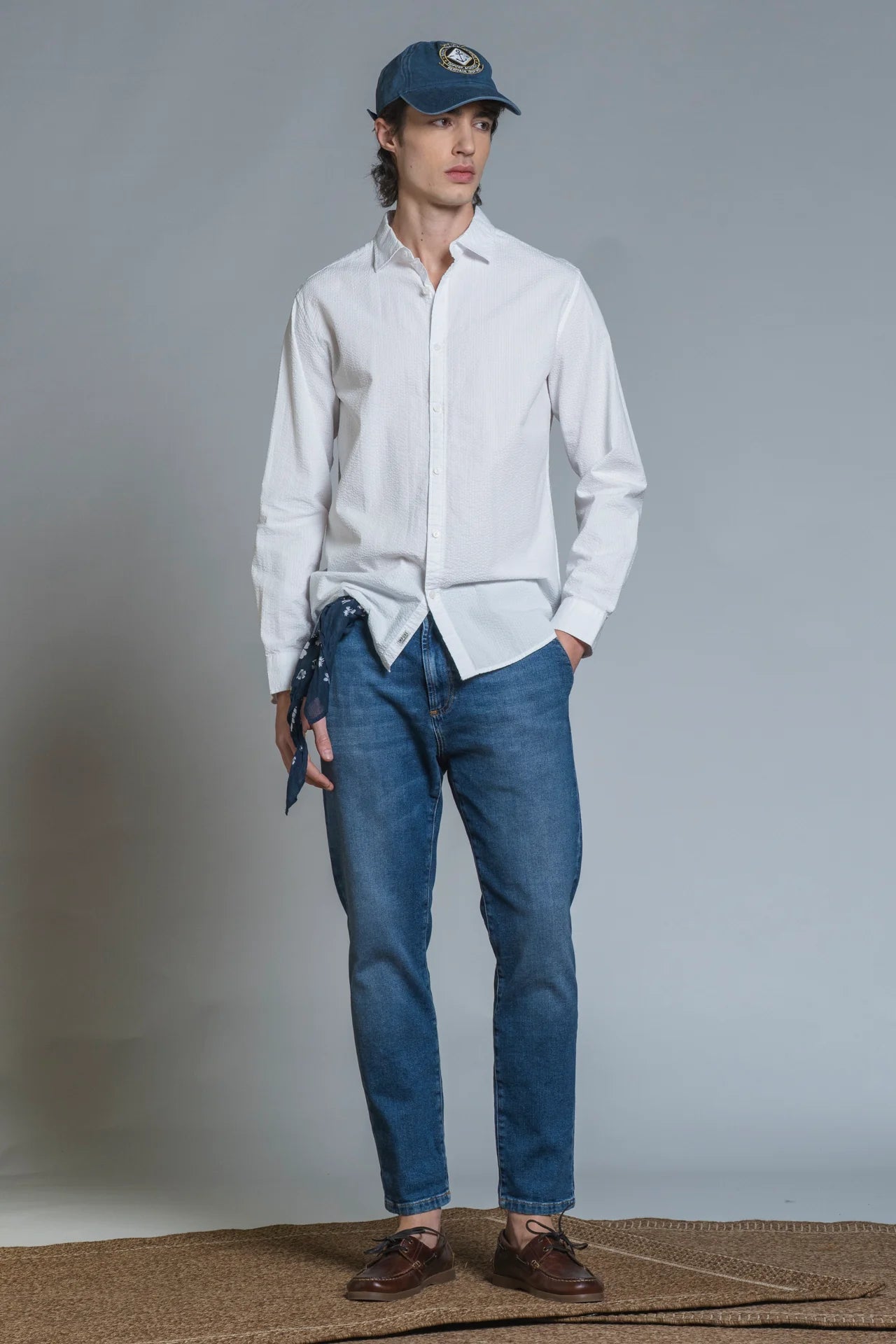 Camicia Collo Francese Oxford Piquet Denim IMPURE