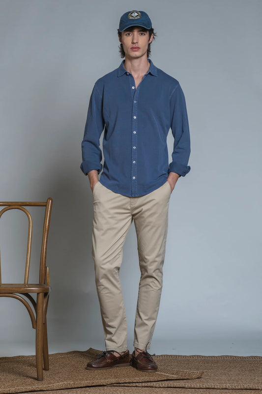 Camicia Collo Francese Oxford Piquet Denim IMPURE