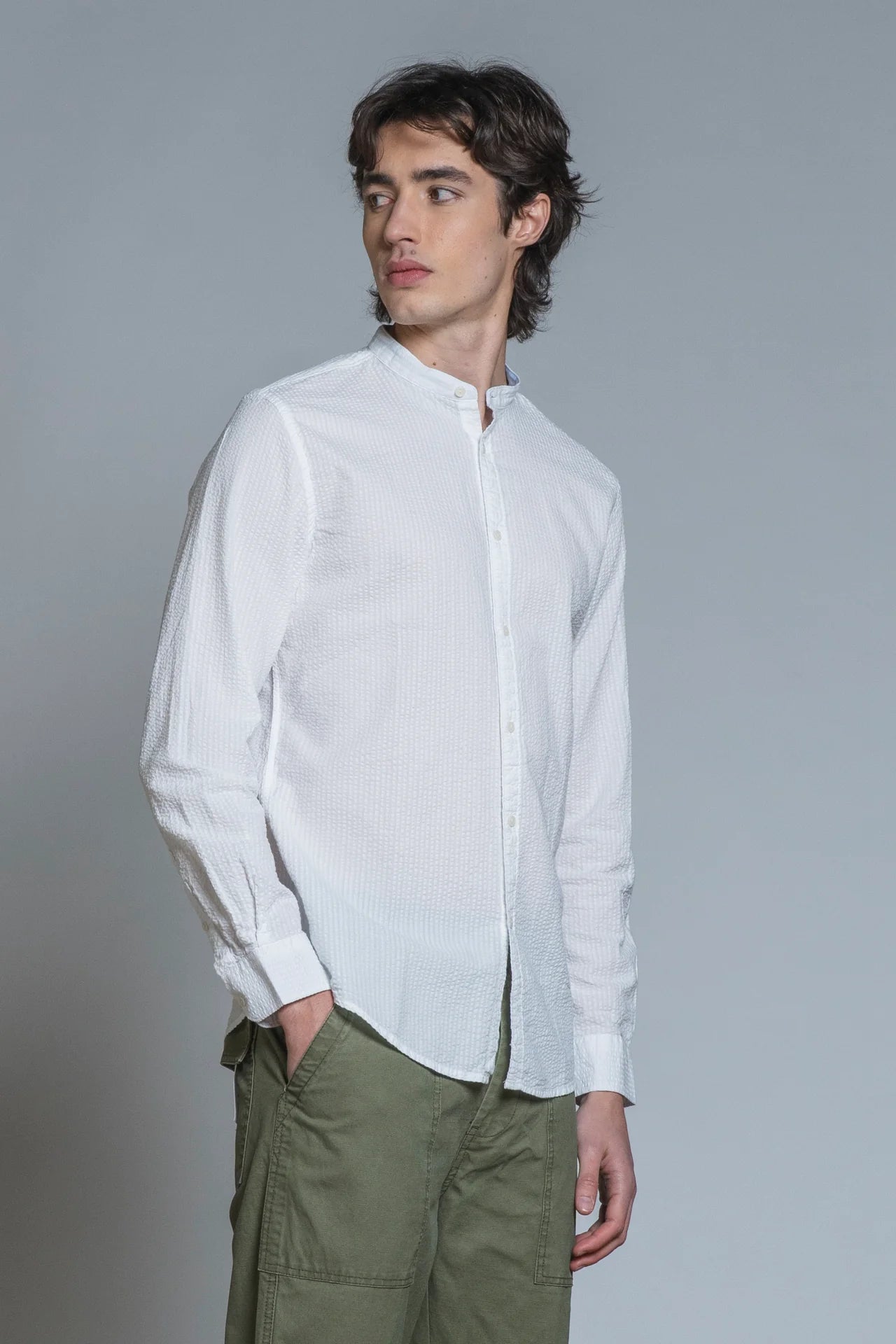 Camicia Coreana Bianca Seersucker IMPURE