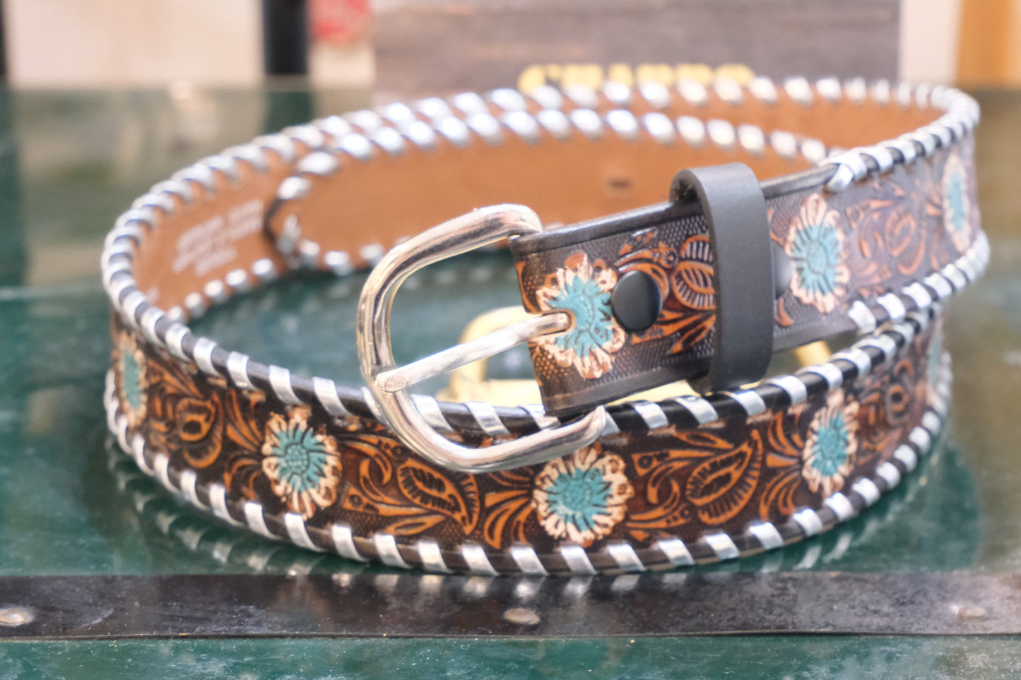 Cintura El Charro Heritage – Argento, Cuoio e Celeste
