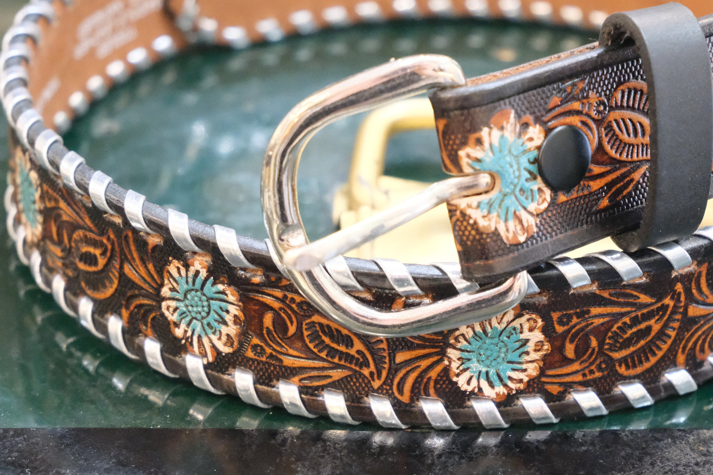 Cintura El Charro Heritage – Argento, Cuoio e Celeste