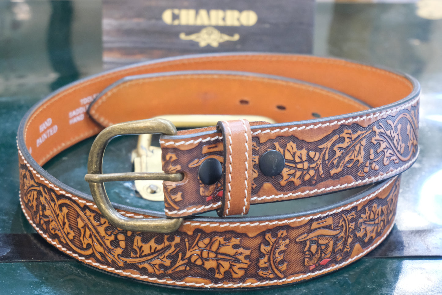 Cintura El Charro Texana – Cuoio con Fibbia Bronzo