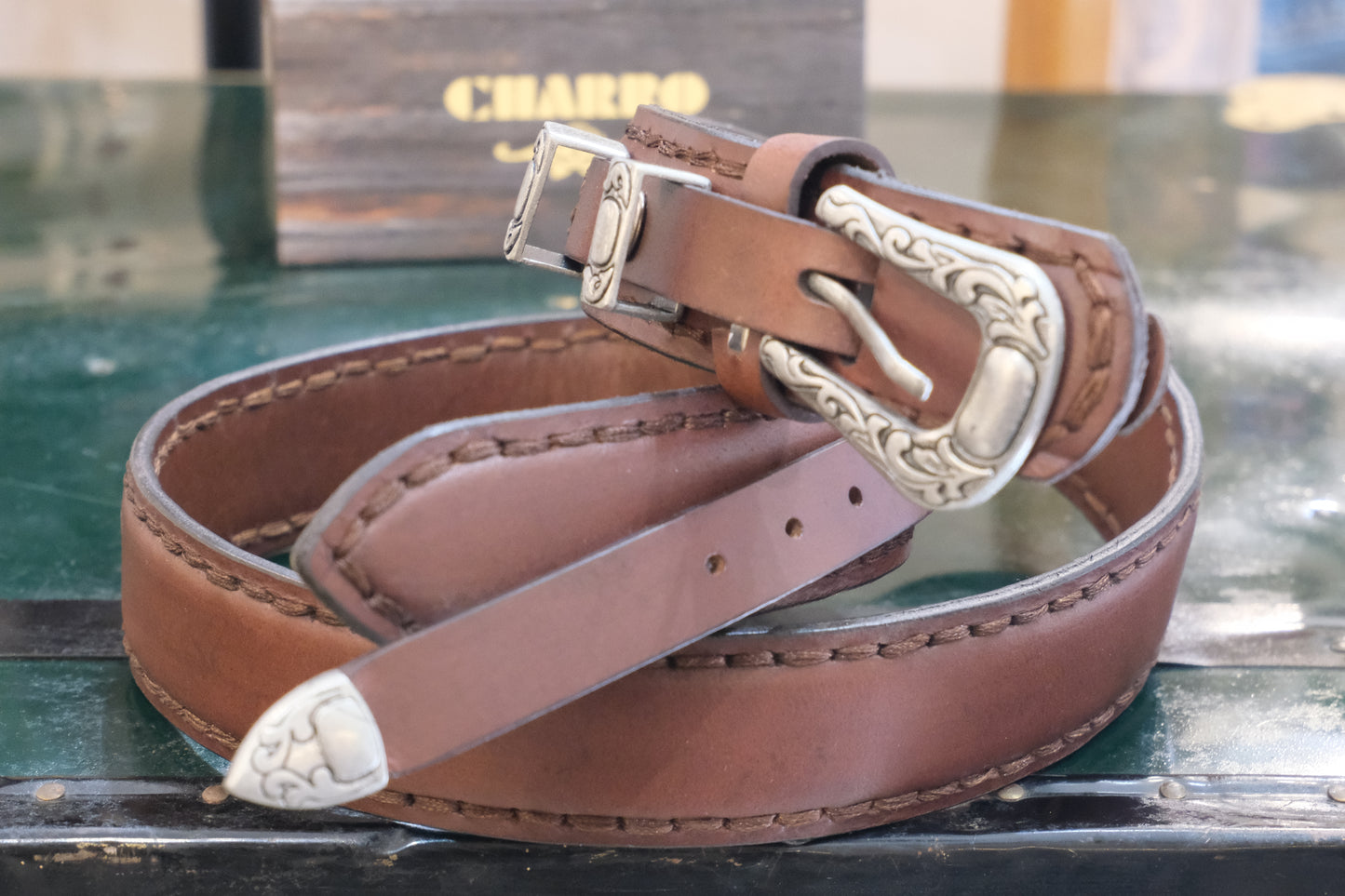 Cintura El Charro Texana Classica – Cuoio con Fibbia Argento