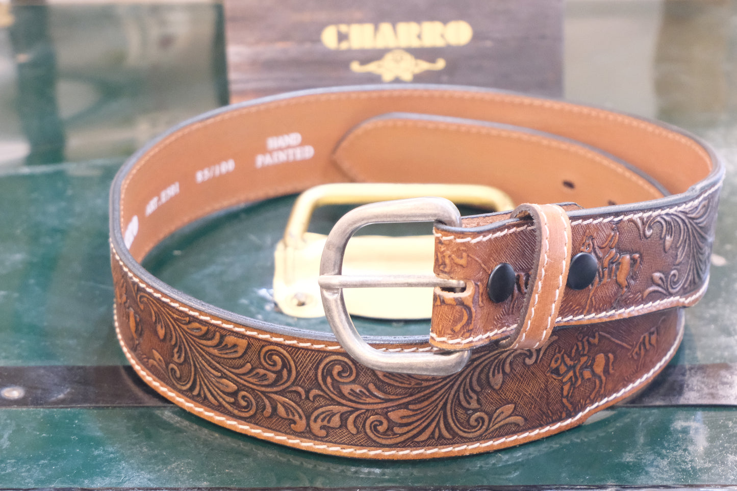 Cintura El Charro Texana Classica – Cuoio con Fibbia Argento