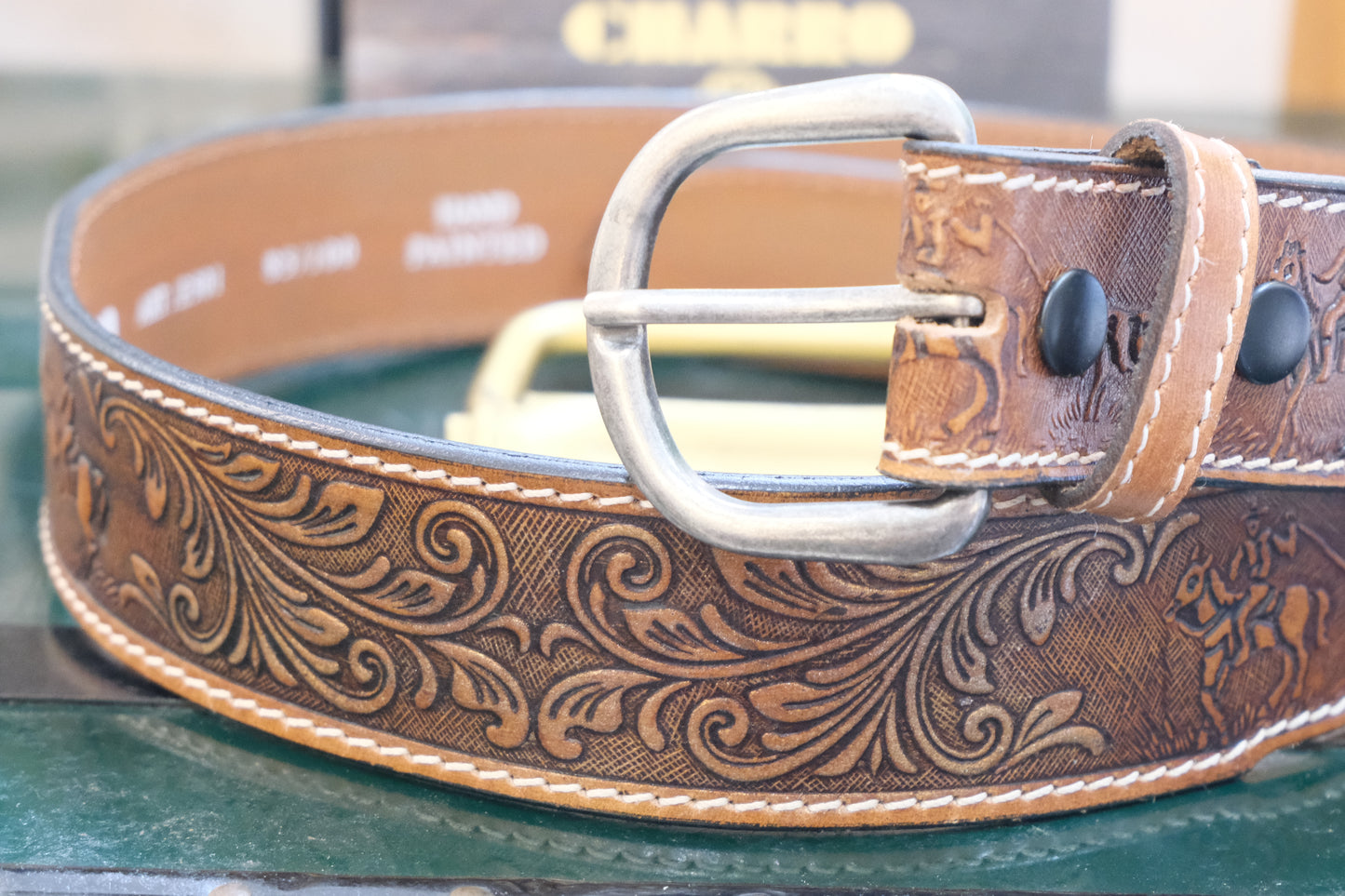 Cintura El Charro – Cuoio Fantasia Cashmere con Placchette Argento