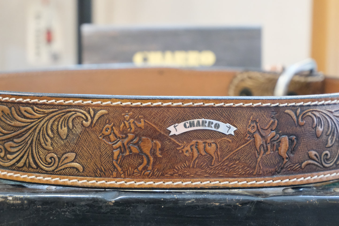 Cintura El Charro – Cuoio Fantasia Cashmere con Placchette Argento