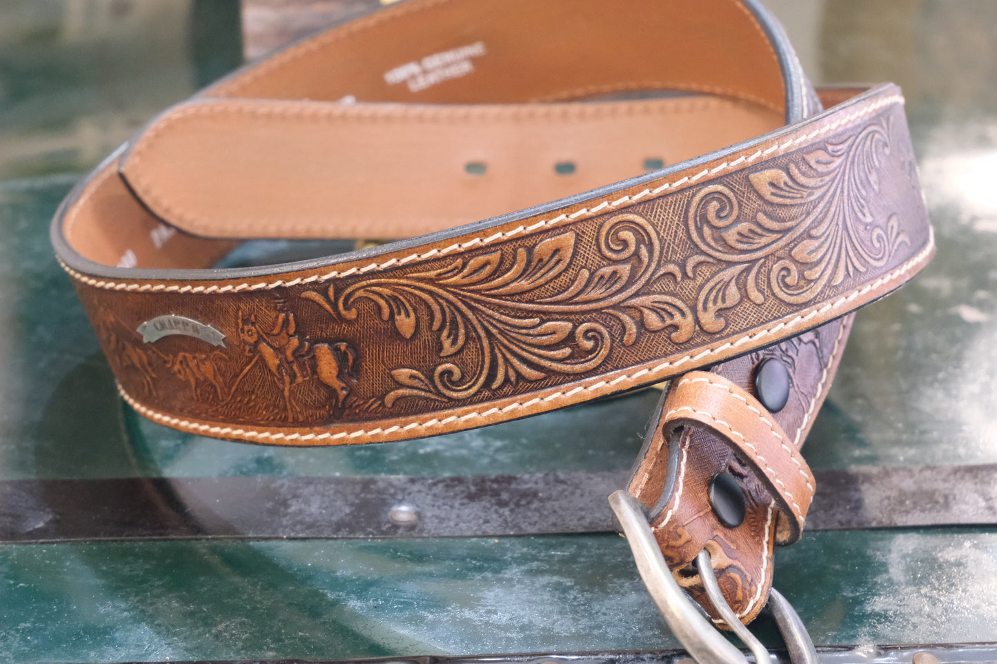 Cintura El Charro – Cuoio Fantasia Cashmere con Placchette Argento