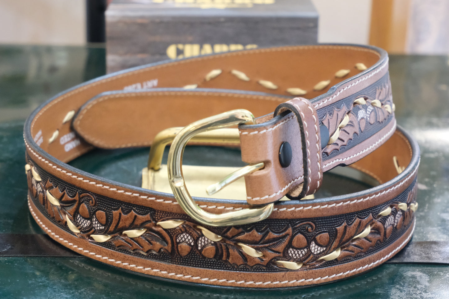 Cintura El Charro – Cuoio con Fibbia Bronzo e Rifiniture Burro