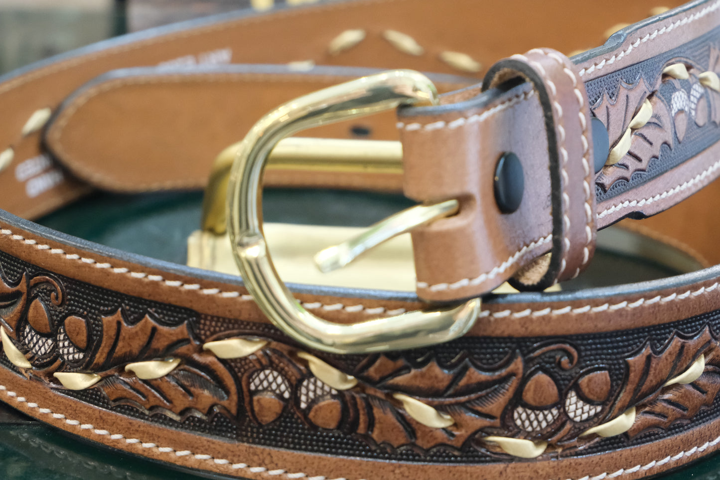Cintura El Charro – Cuoio con Fibbia Bronzo e Rifiniture Burro