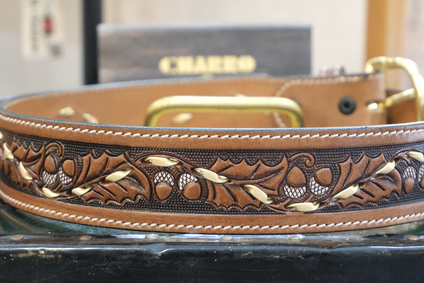 Cintura El Charro – Cuoio con Fibbia Bronzo e Rifiniture Burro