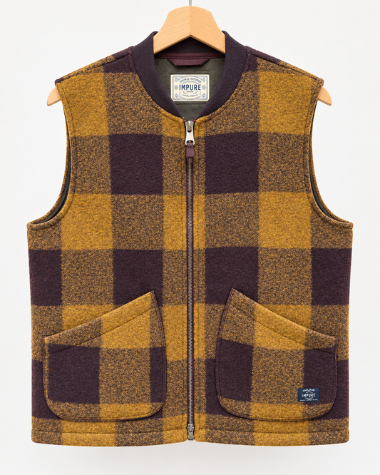 Gilet quadri Impure ocra e malva