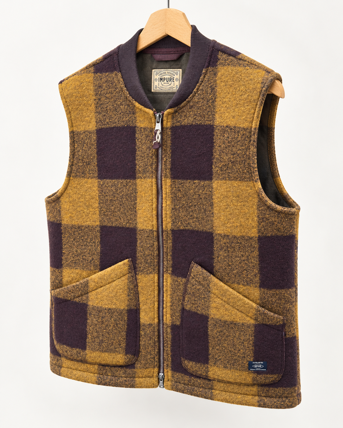 Gilet quadri Impure ocra e malva