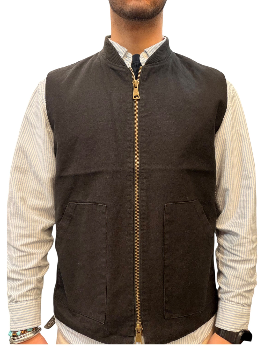 Gilet Canvas con Interno Trapuntato e Doppio Cursore