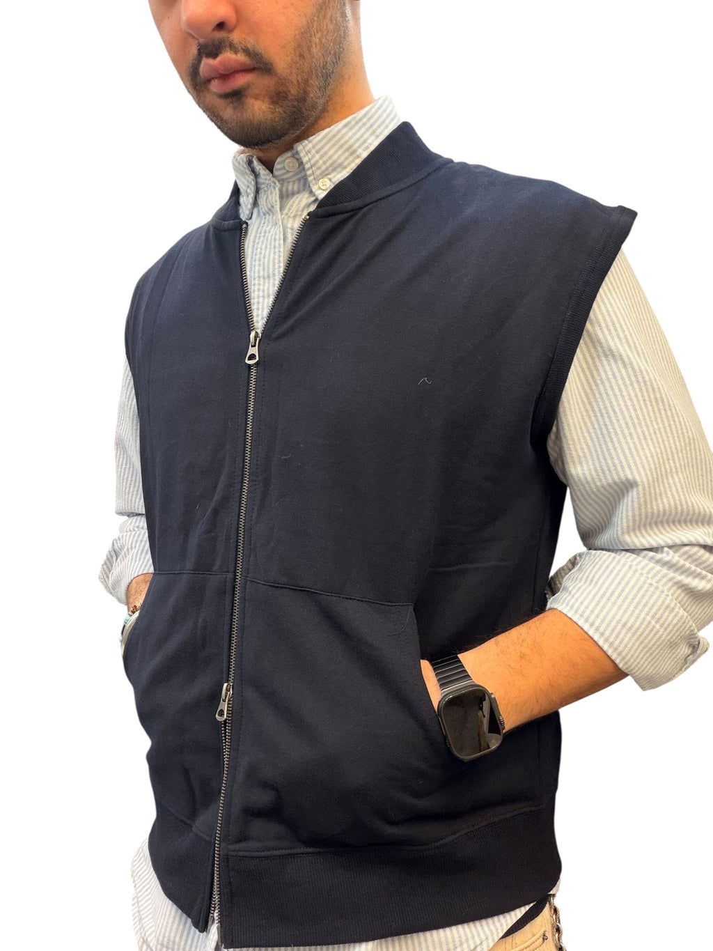 Gilet Felpa Garzata con Doppio Cursore SNG Archive Blu
