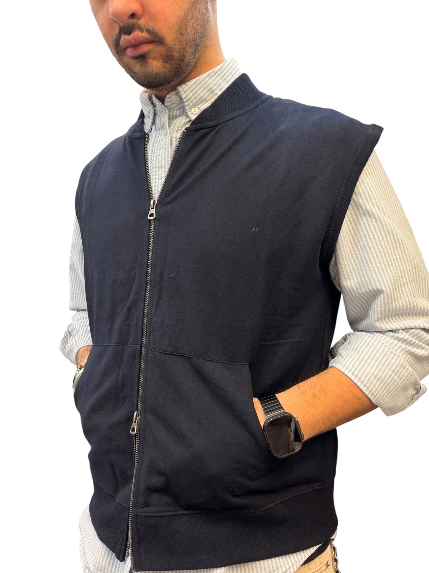 Gilet Felpa Garzata con Doppio Cursore SNG Archive Blu
