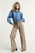 Pantalone Please Donna Flare Cotone 100% Medium Taupe