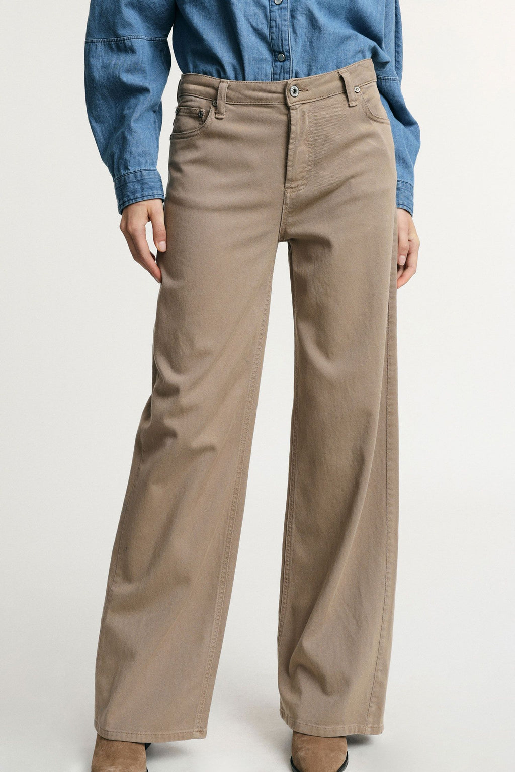 Pantalone Please Donna Flare Cotone 100% Medium Taupe