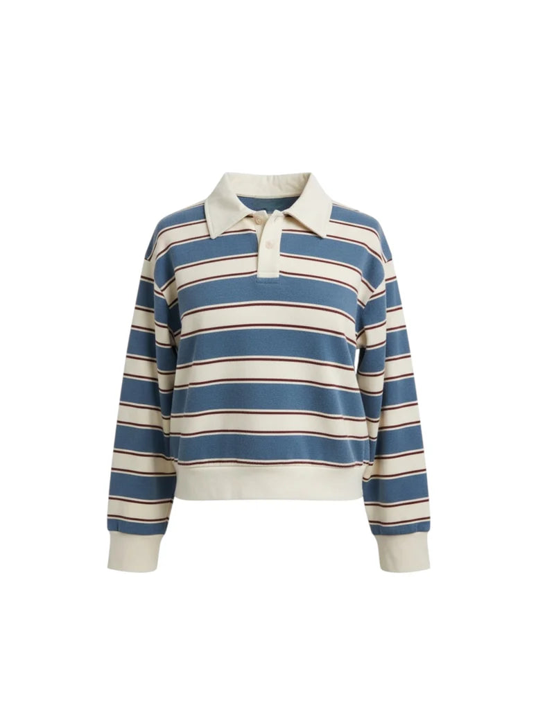 Polo Rigata Jersey Fit a Scatola My-D - Celeste Bordeaux