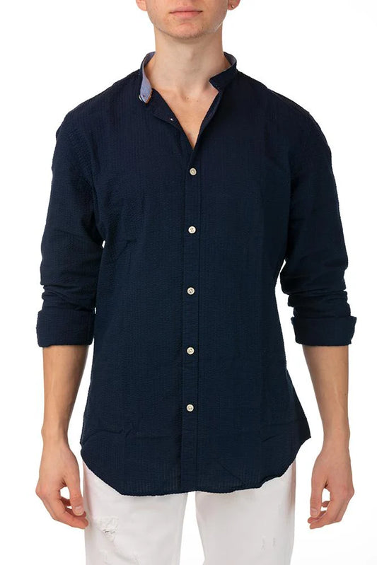 Camicia Coreana Blu Navy Seersucker IMPURE