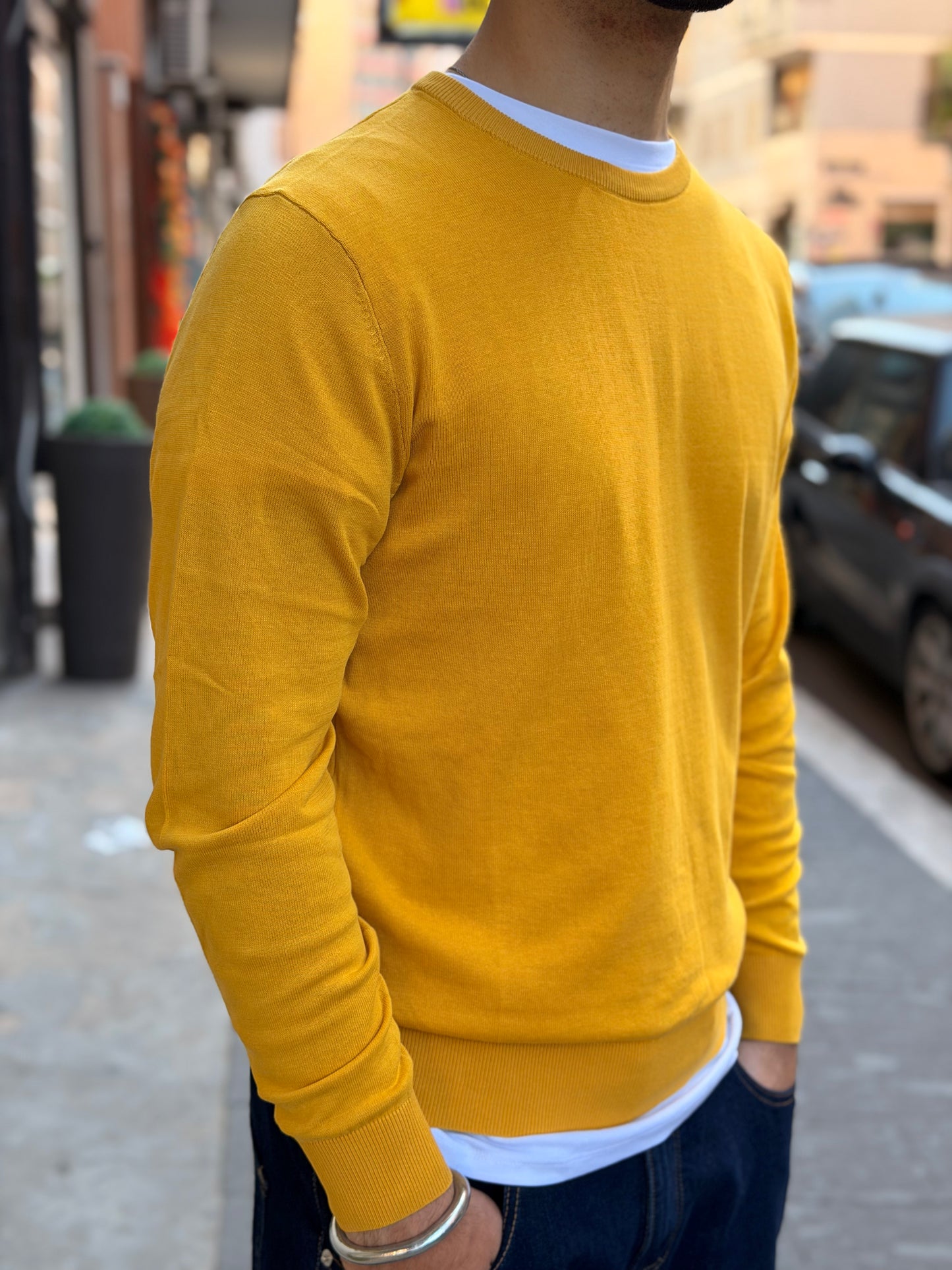 SNG Archive Maglia in Filo 100% Cotone - Giallo Mostarda