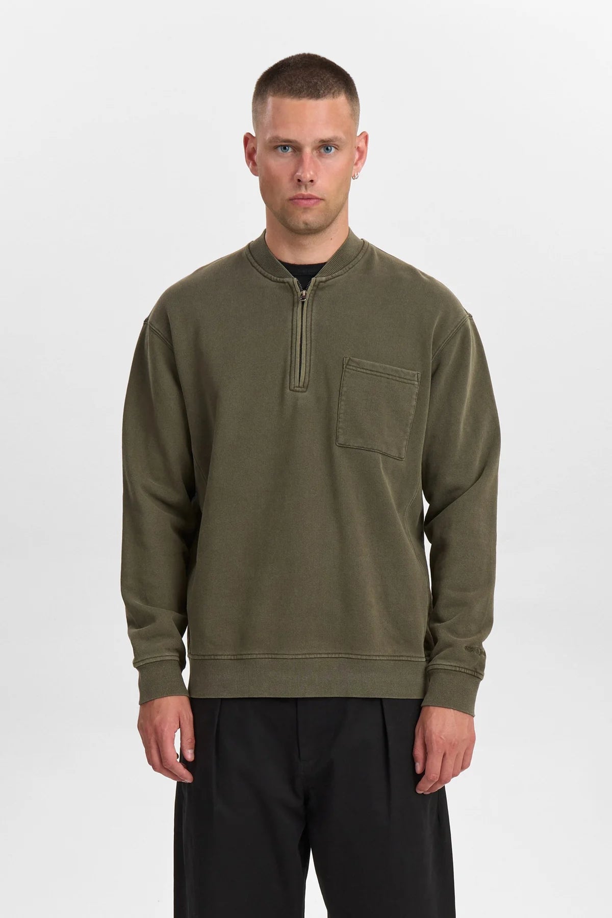 Felpa Cotone Pesante Forest Night Mezza Zip