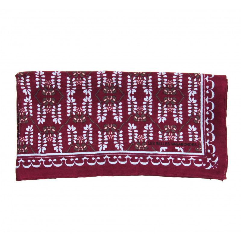 Foulard in Seta Le Belles Vagabondes - Mini Albertine Bordeaux 50x50 cm