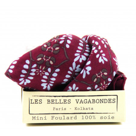 Foulard in Seta Le Belles Vagabondes - Mini Albertine Bordeaux 50x50 cm