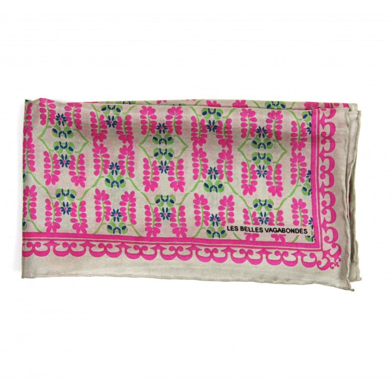 Foulard in Seta Le Belles Vagabondes - Mini Albertine Fucsia 50x50 cm