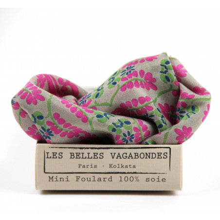 Foulard in Seta Le Belles Vagabondes - Mini Albertine Fucsia 50x50 cm