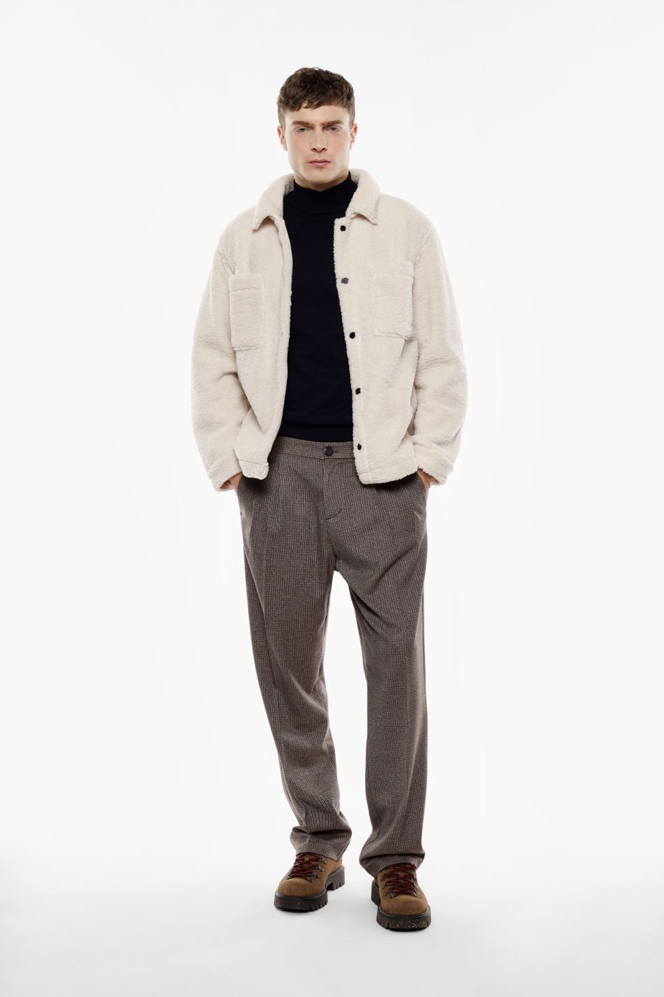 Pantalone Pied de Poule Fondo Largo con Pences