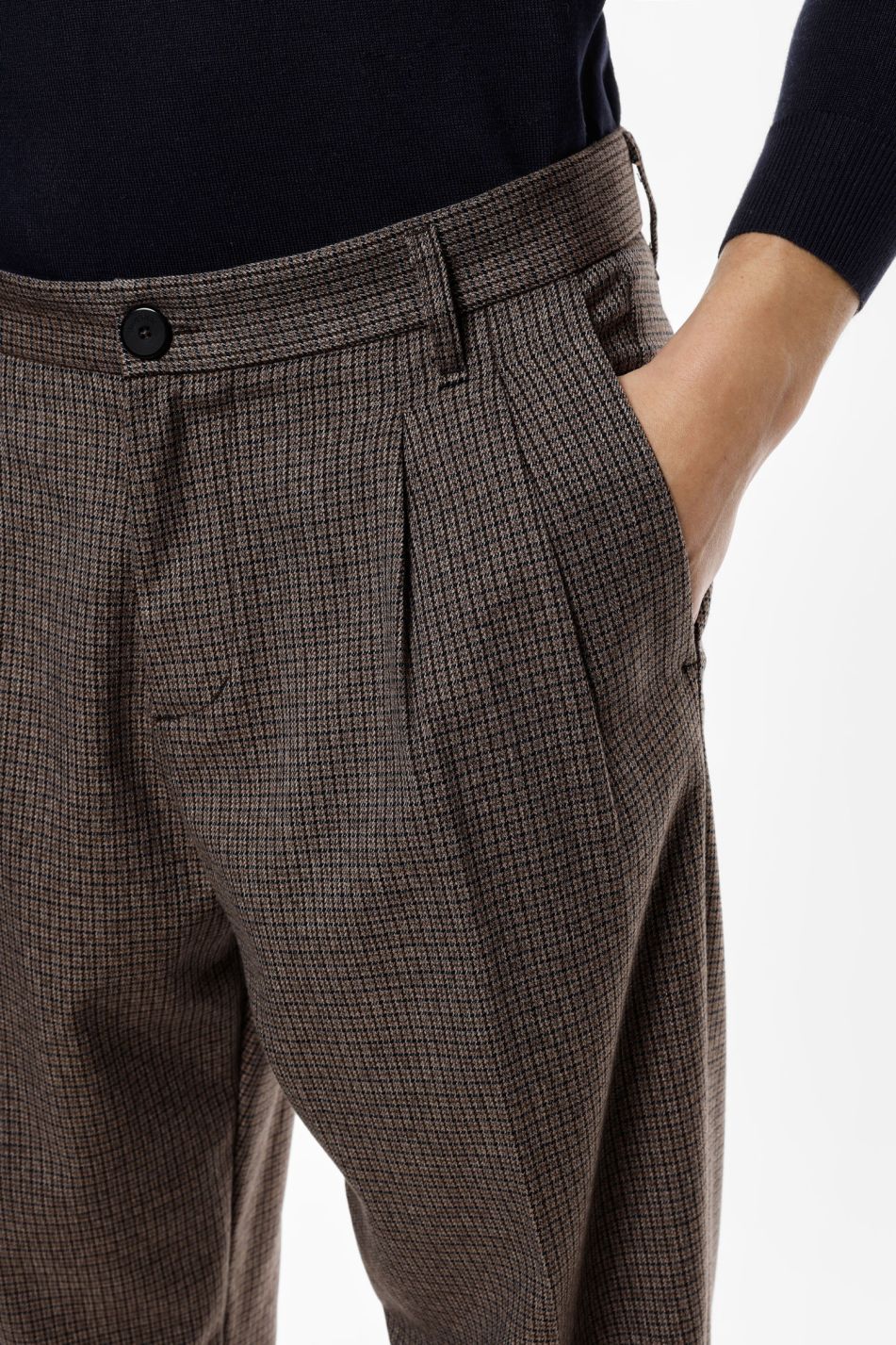 Pantalone Pied de Poule Fondo Largo con Pences