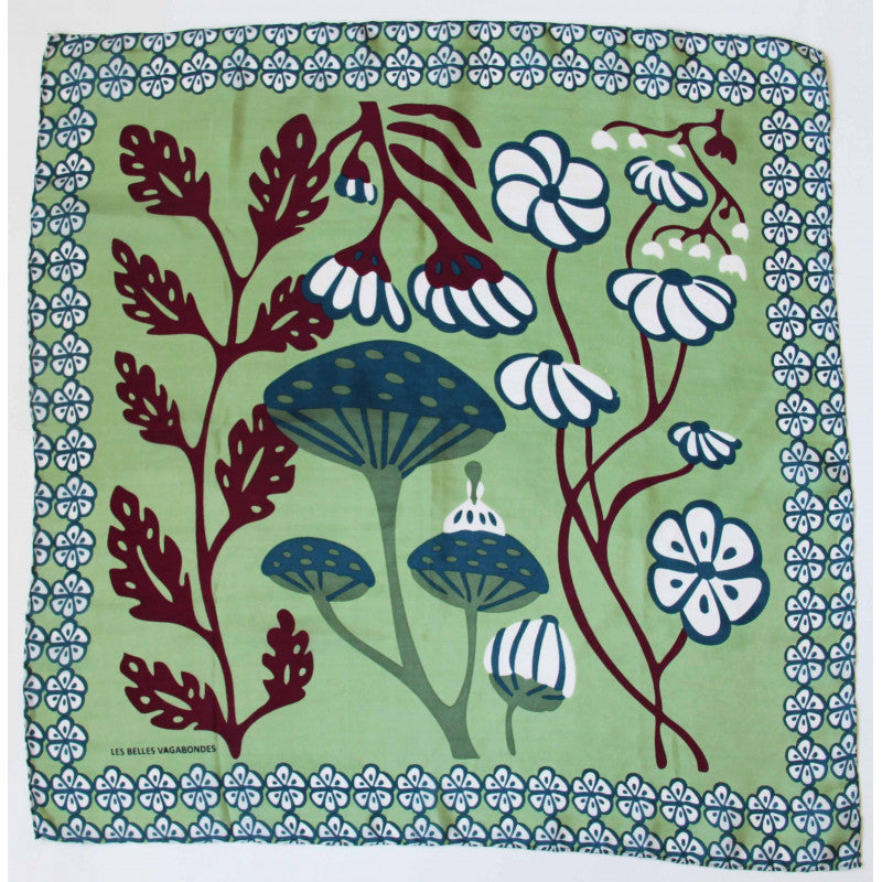 Foulard in seta 100% Le Belles Vagabondes - Mini Alice Amande 50x50 cm