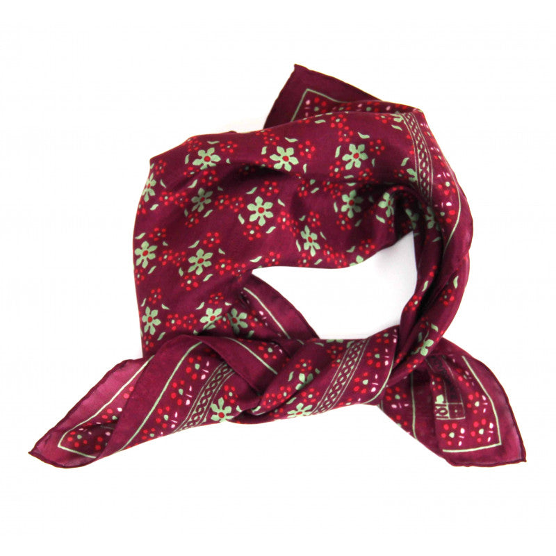 Foulard in Seta Le Belles Vagabondes - Mini Natasha Bordeaux 50x50 cm