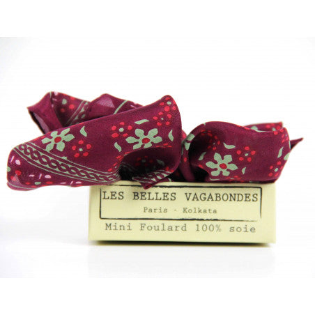 Foulard in Seta Le Belles Vagabondes - Mini Natasha Bordeaux 50x50 cm