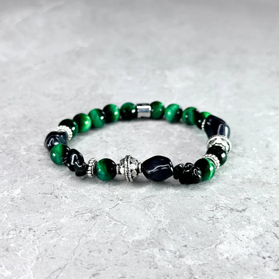 Bracciale Kohrock Elastico Occhio di Tigre Verde 8mm