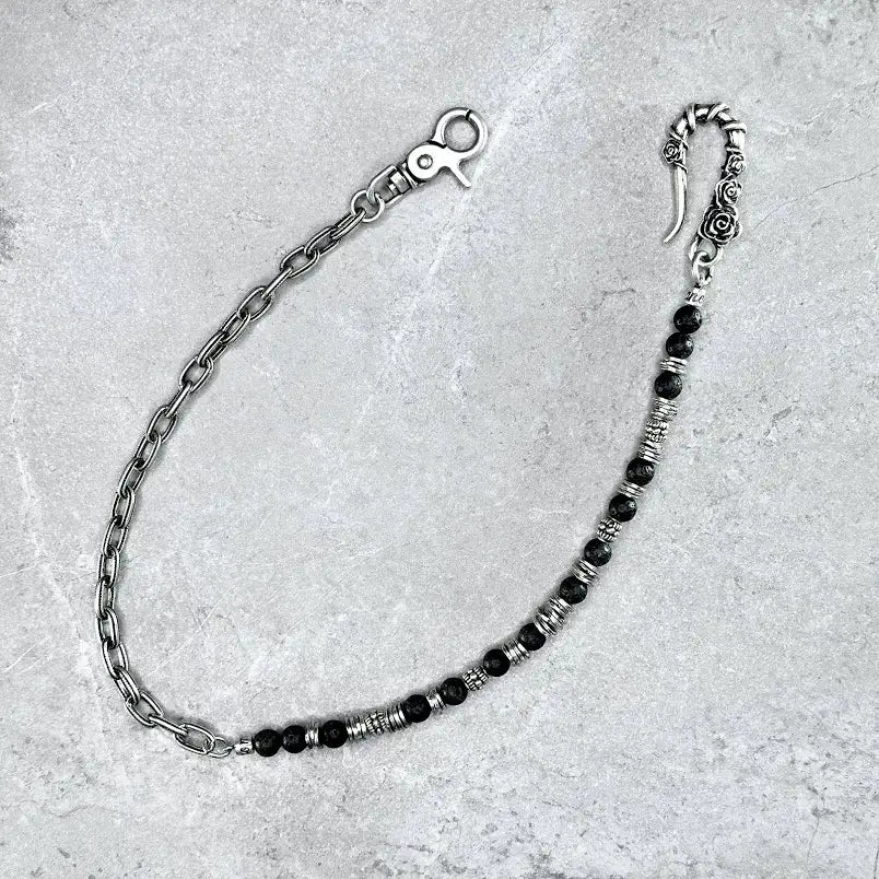 Catena jeans Agata e Onice Nero 8mm