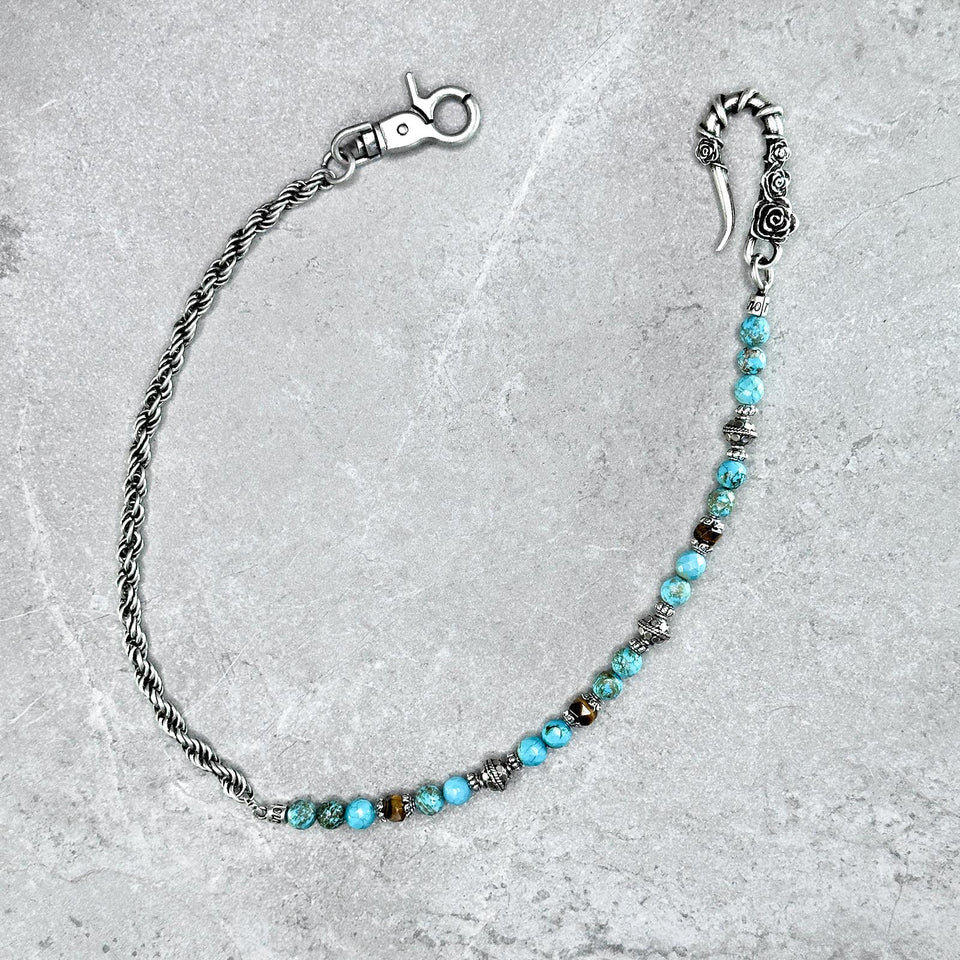 Catena jeans Turchese e Occhio di Tigre 8mm