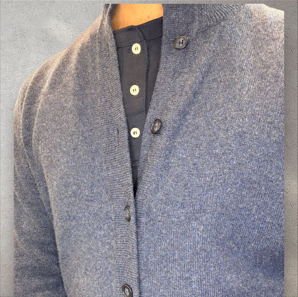 Cardigan Blue Melange Lana