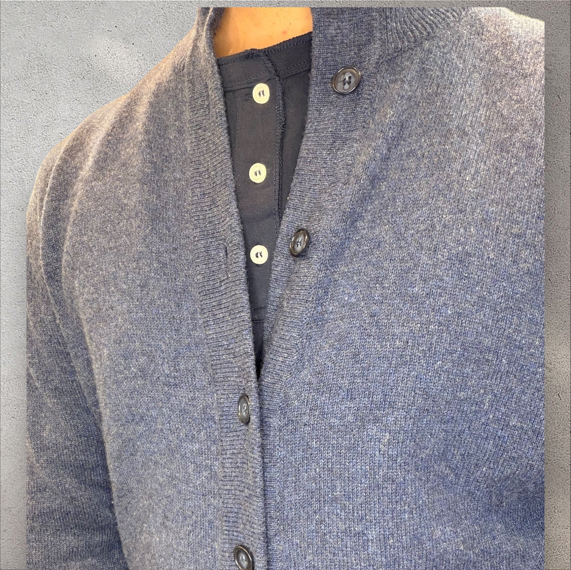 Cardigan Blue Melange Lana