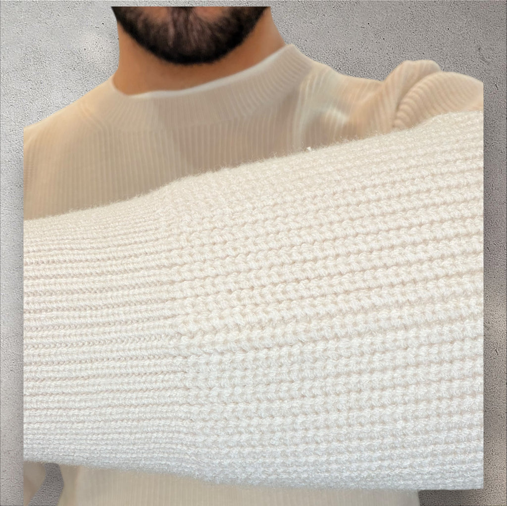 Maglia Costa Inglese Girocollo Burro