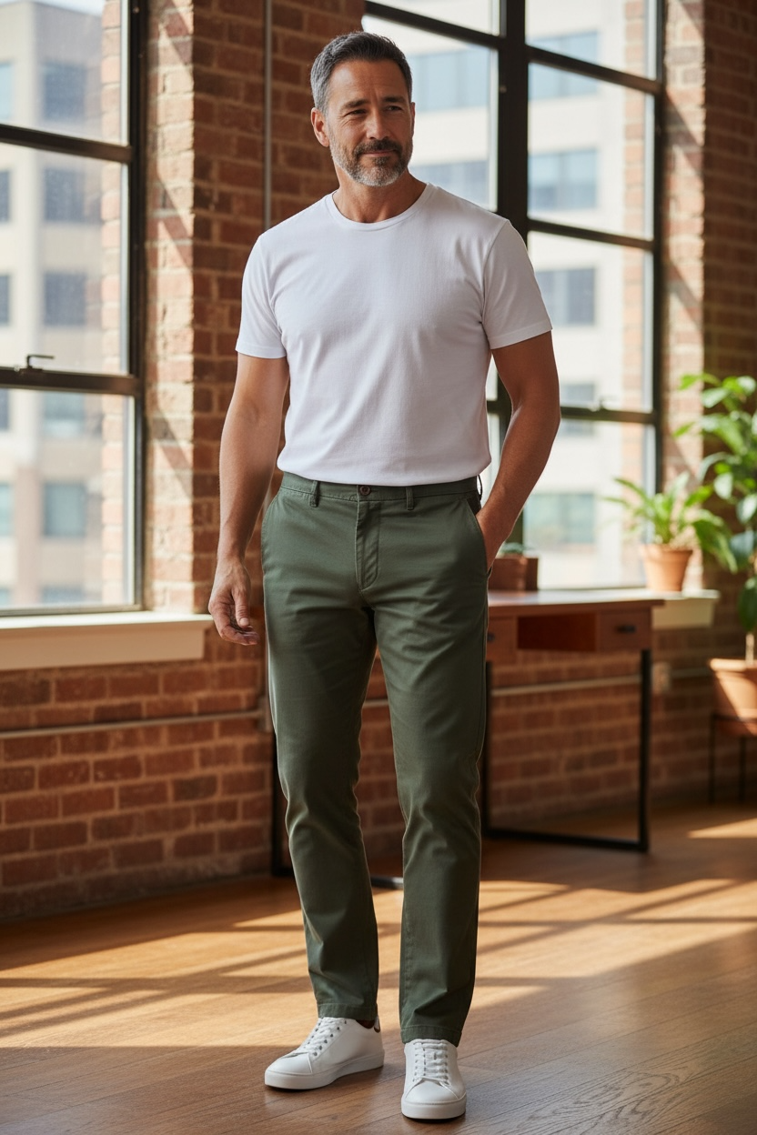 Pantalone Slim Cotone Elasticizzato Stone Washed