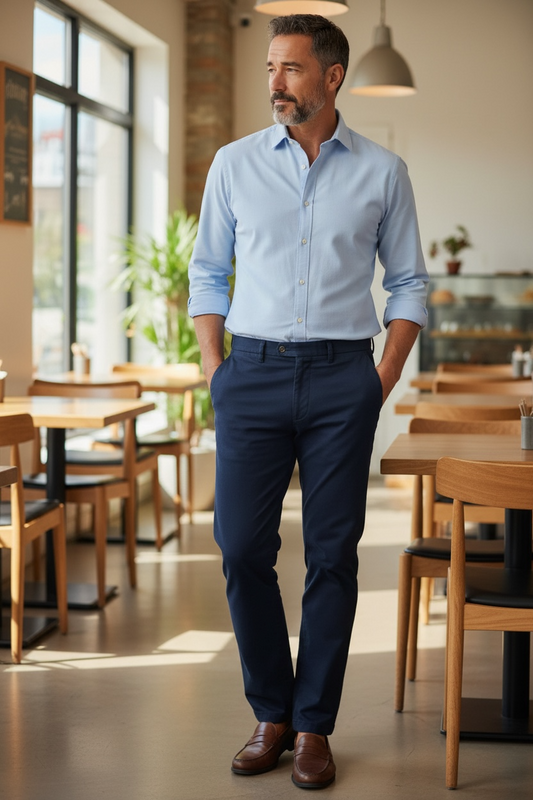 Pantalone Slim Cotone Elasticizzato Stone Washed